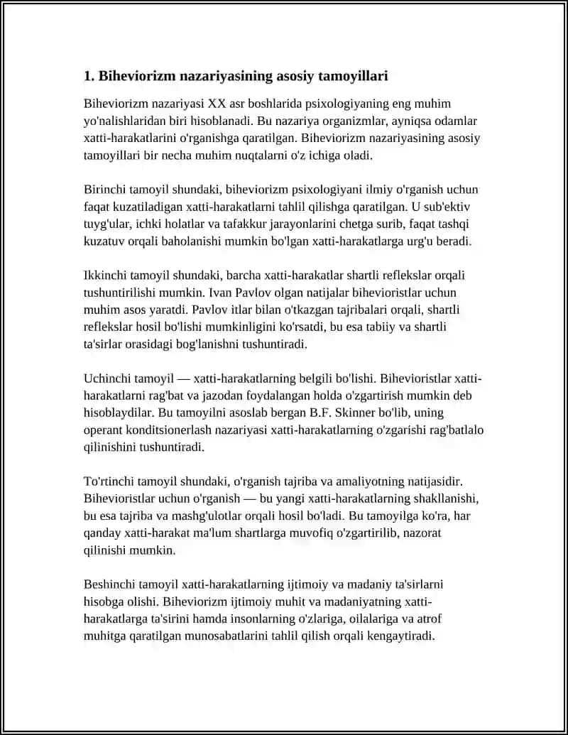 BIHEVIORIZM NAZARYASI VA UNING AMALIY QO'LLANISHI 4