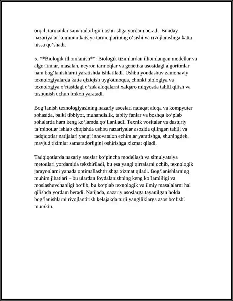 BOGʻLANISHLARNI YARATISH TEXNOLOGIYASI 4