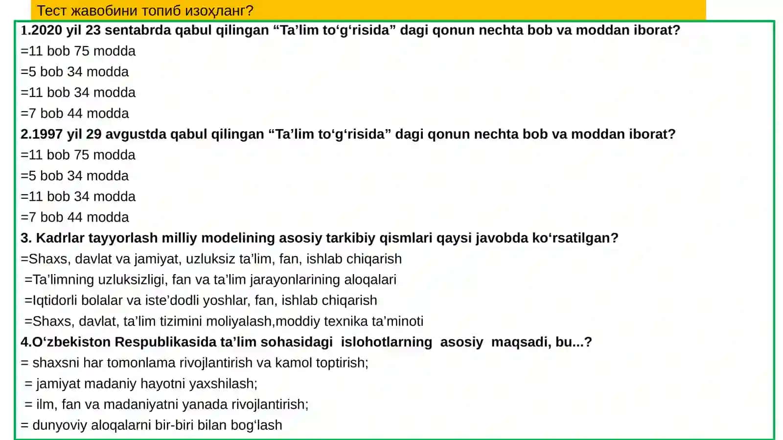 Ўзбекистон Республикасида таълим тизими 4
