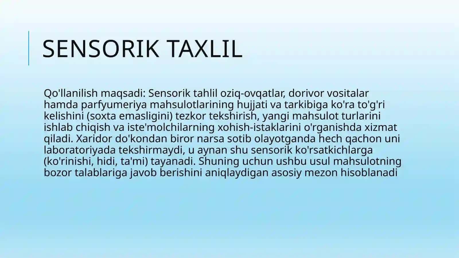 mahsulot sifatini sensorik usulda aniqlash 4
