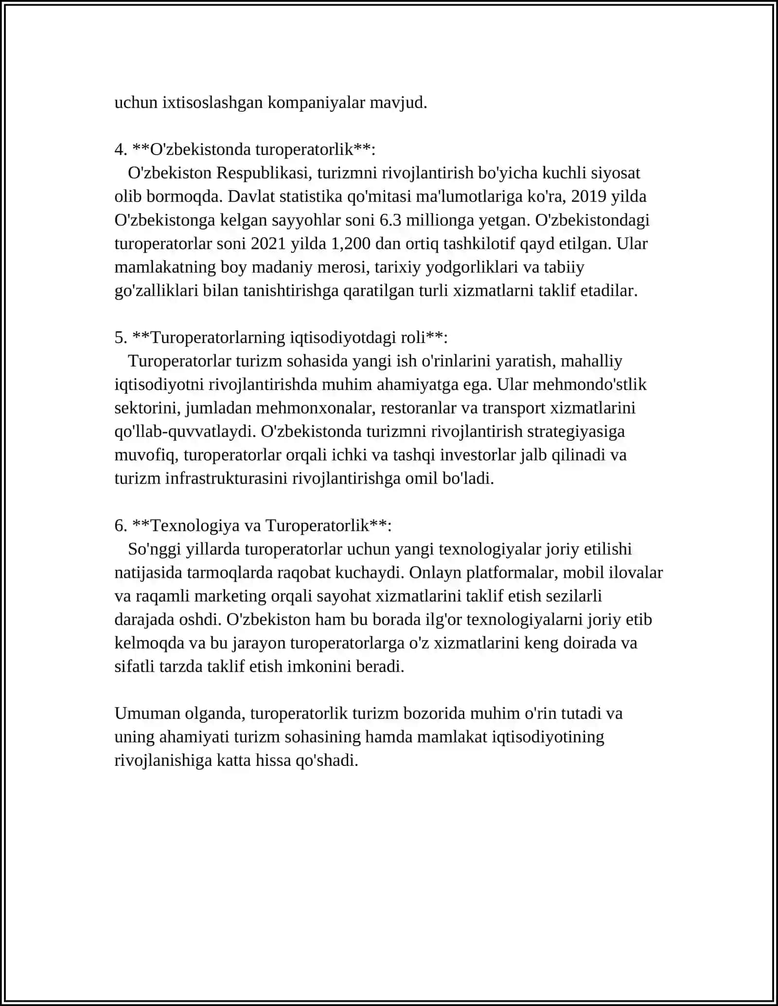 TURIZM BOZORIDA TUROPERATORLIK FAOLIYATINING ASOSIY FUNKSIYALARI 4