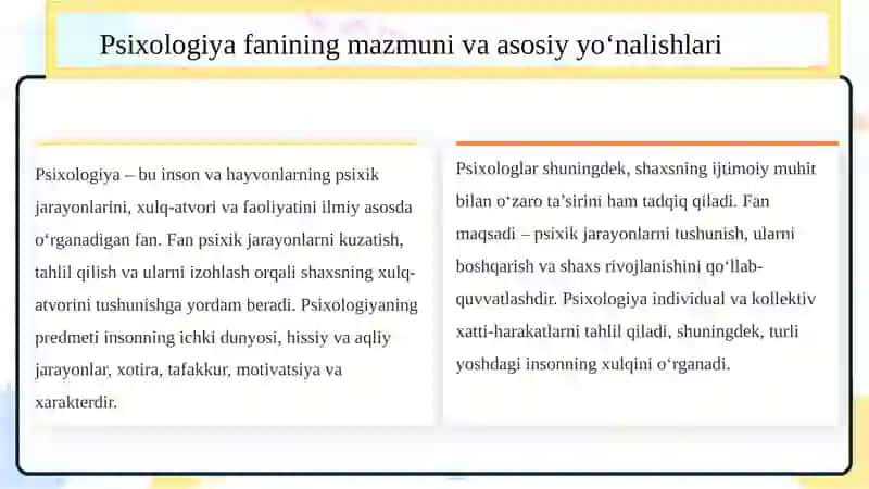 Psixologiyaning fanlar tizimidagi o‘rni 4