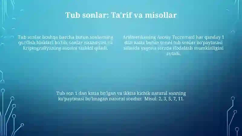 Tub sonlar.Arifmetikaning asosiy teoremasi 4