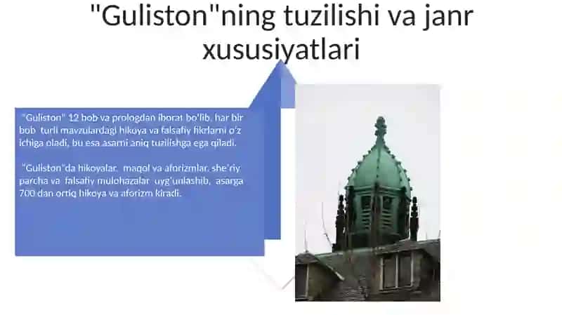 Sa'diy sheroziyning Guliston asarining sharq adabiyotida tutgan o'rni 4