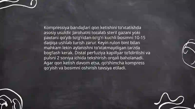 Qon ketishini toxtatish usullari 4