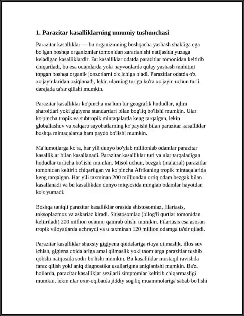 AHOLI O’RTASIDA PARAZITAR KASALLIKLARNI ANIQLASH VA OLDINI OLISHDAN LABARATOR TEKSHIRISH USULLARNING AXAMIYATI 4
