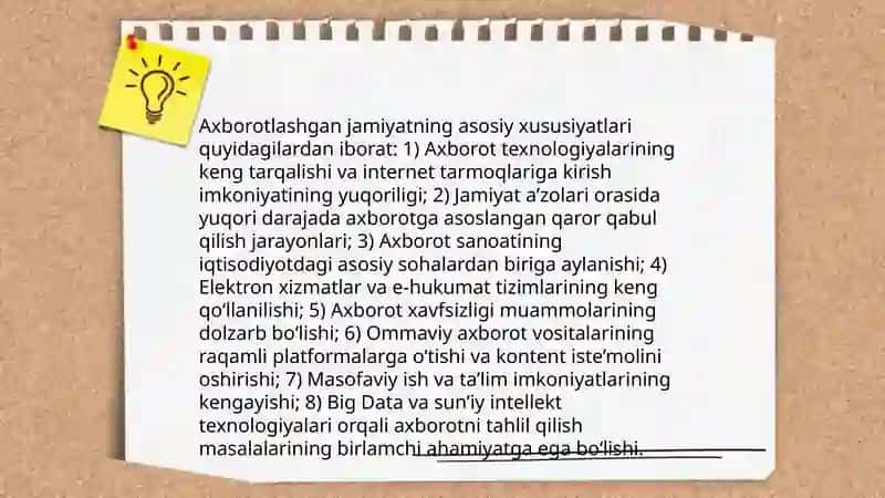 Axborotlashgan jamiyat va uning istiqbollari 4