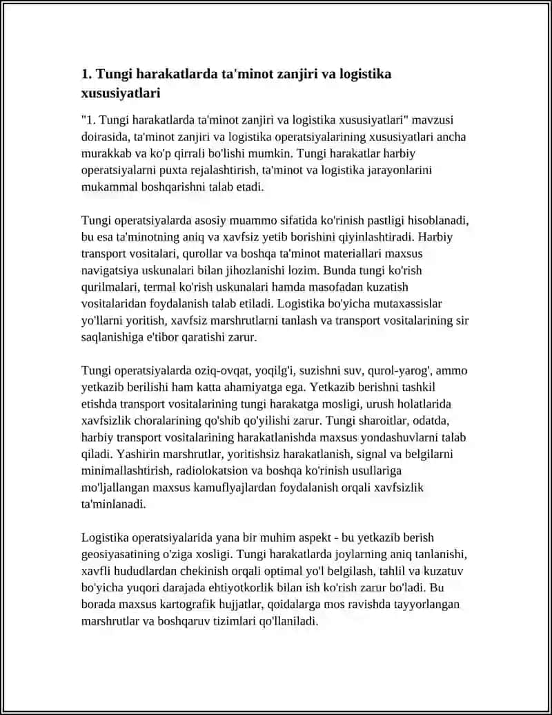 ALOHIDA SHAROITLAR (TUNGI,TOG',CHO'L,YIRIK AHOLI PUNKTLARI)DAGI JANGOVAR HARAKATLAR TA'MINOTINI TASHKIL ETISH XUSUSIYATLARI 4
