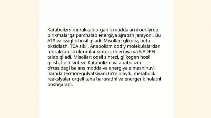 Modda va energiya almashinuvini o'rganish.Termoregulyatsiya 4