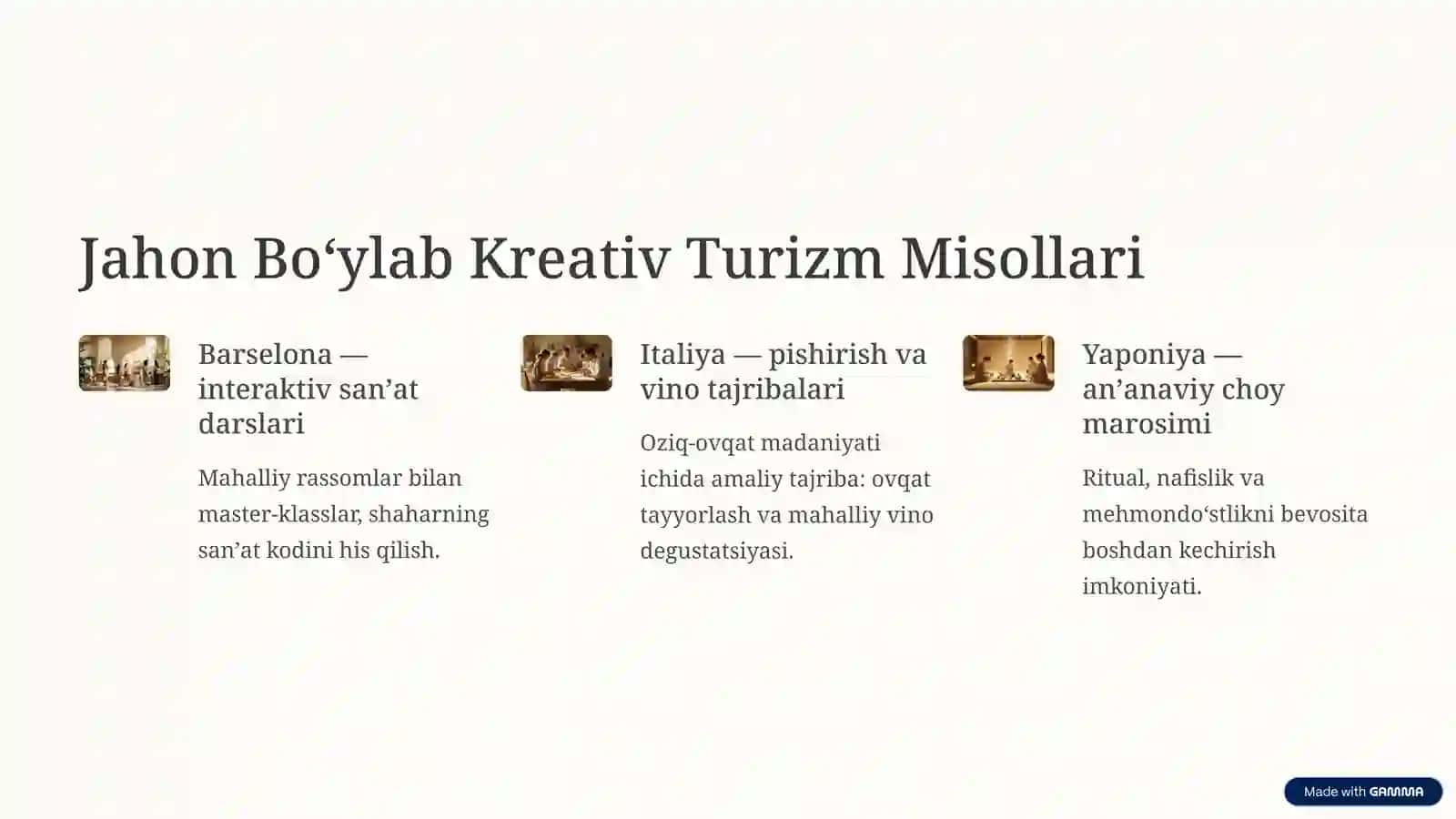 Kreativ Turizmning Jahon Tajribasi 4