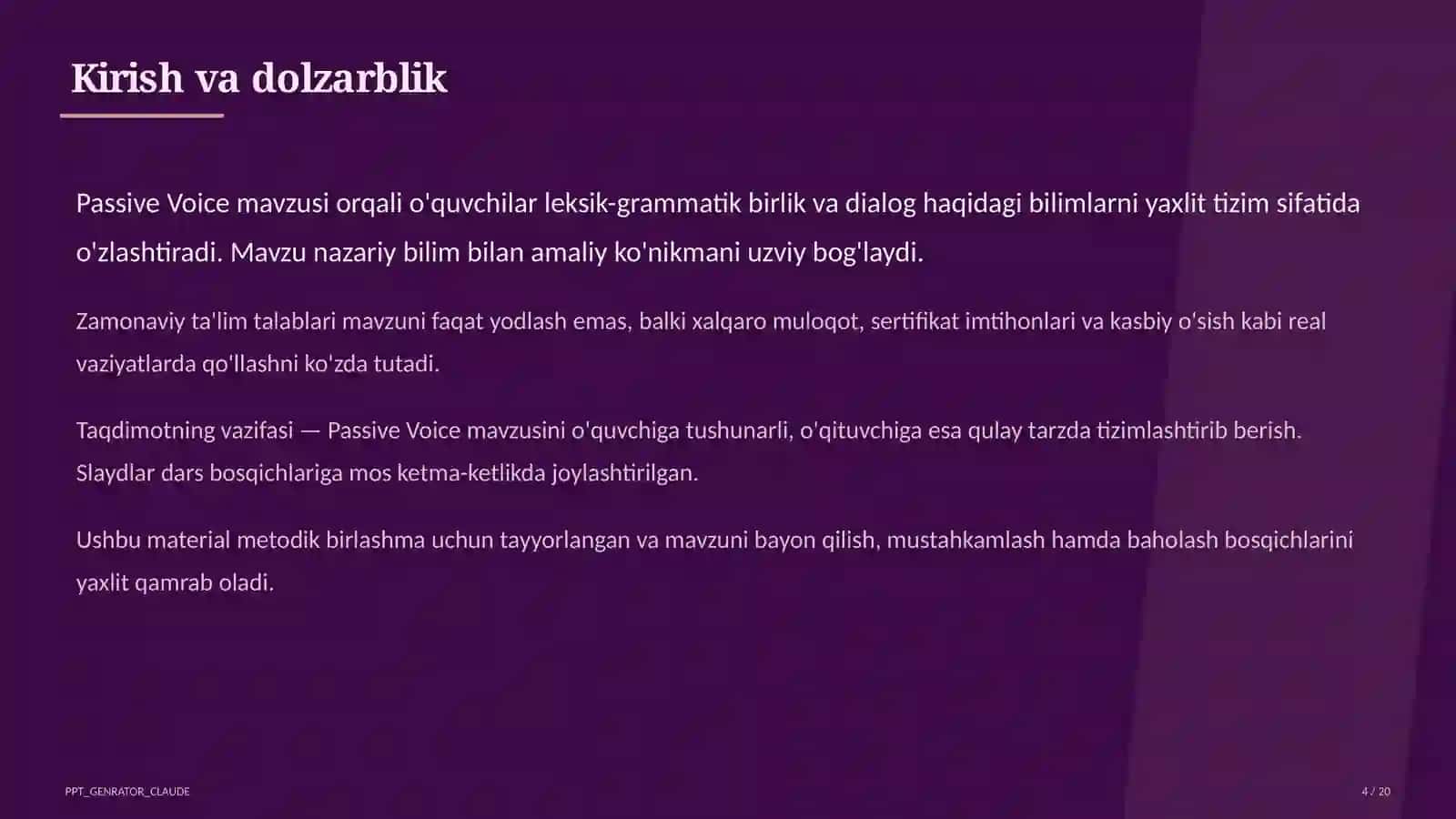 Passive Voice (9-sinf) 4