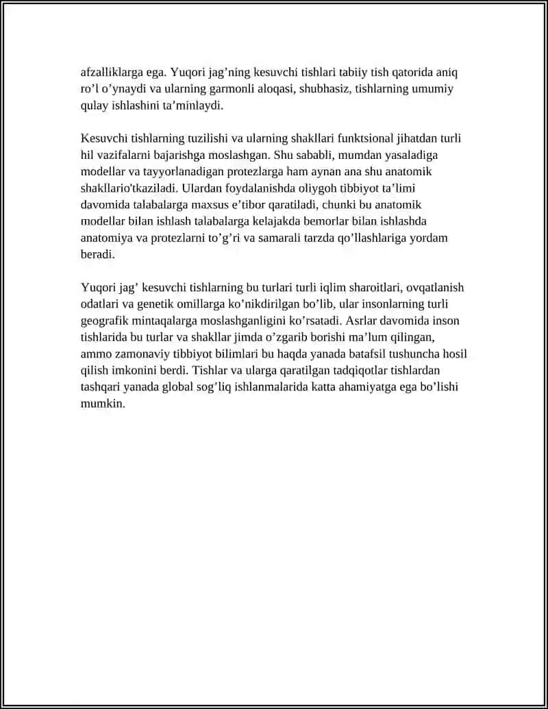 YUQORI VA PASTKI JAG’ TISHLARNING ANATOMIK SHAKLLARI VA MUMDAN YASASH 4