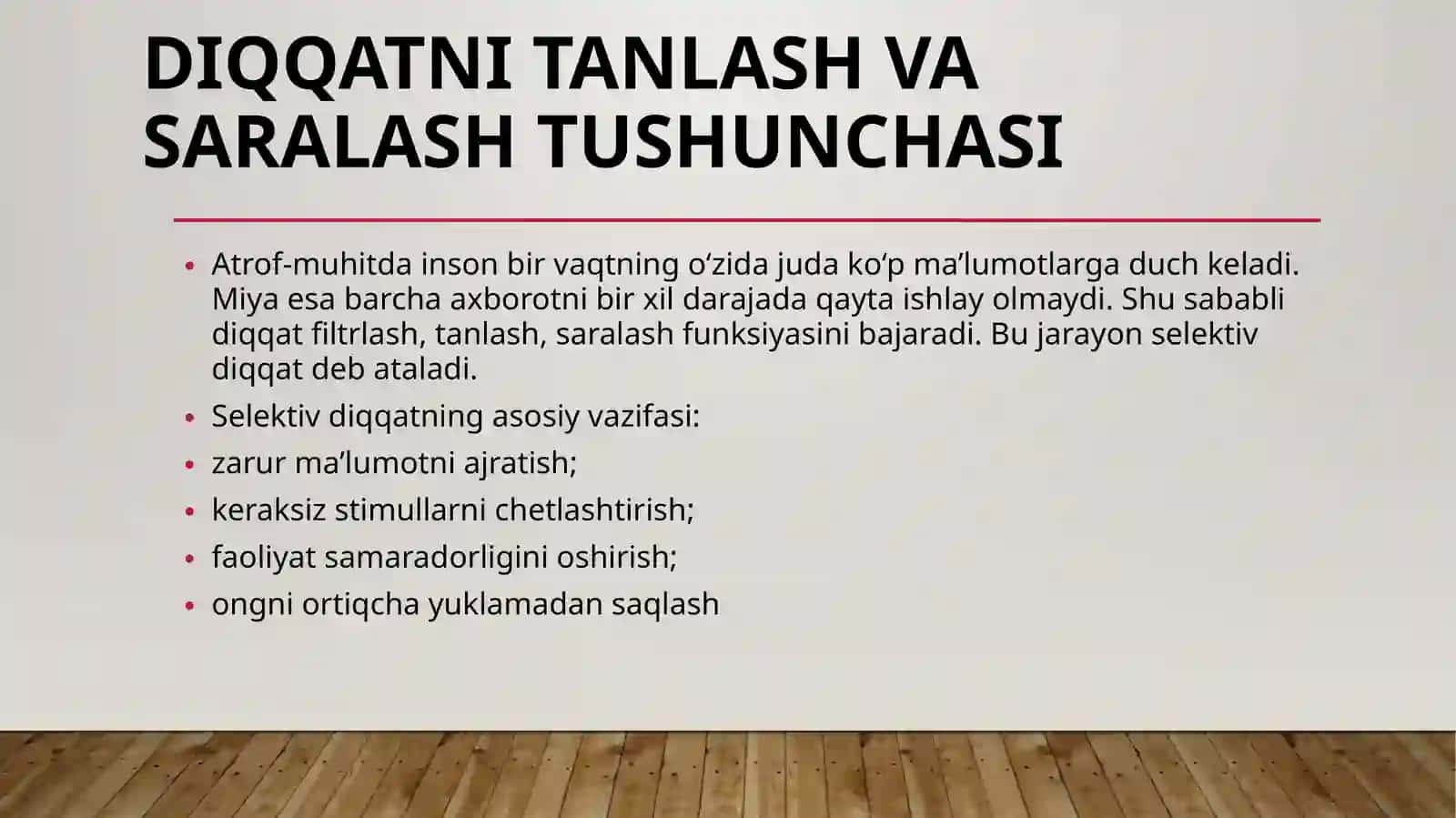 diqqatni tanlash  saralash modellari sifatida 4