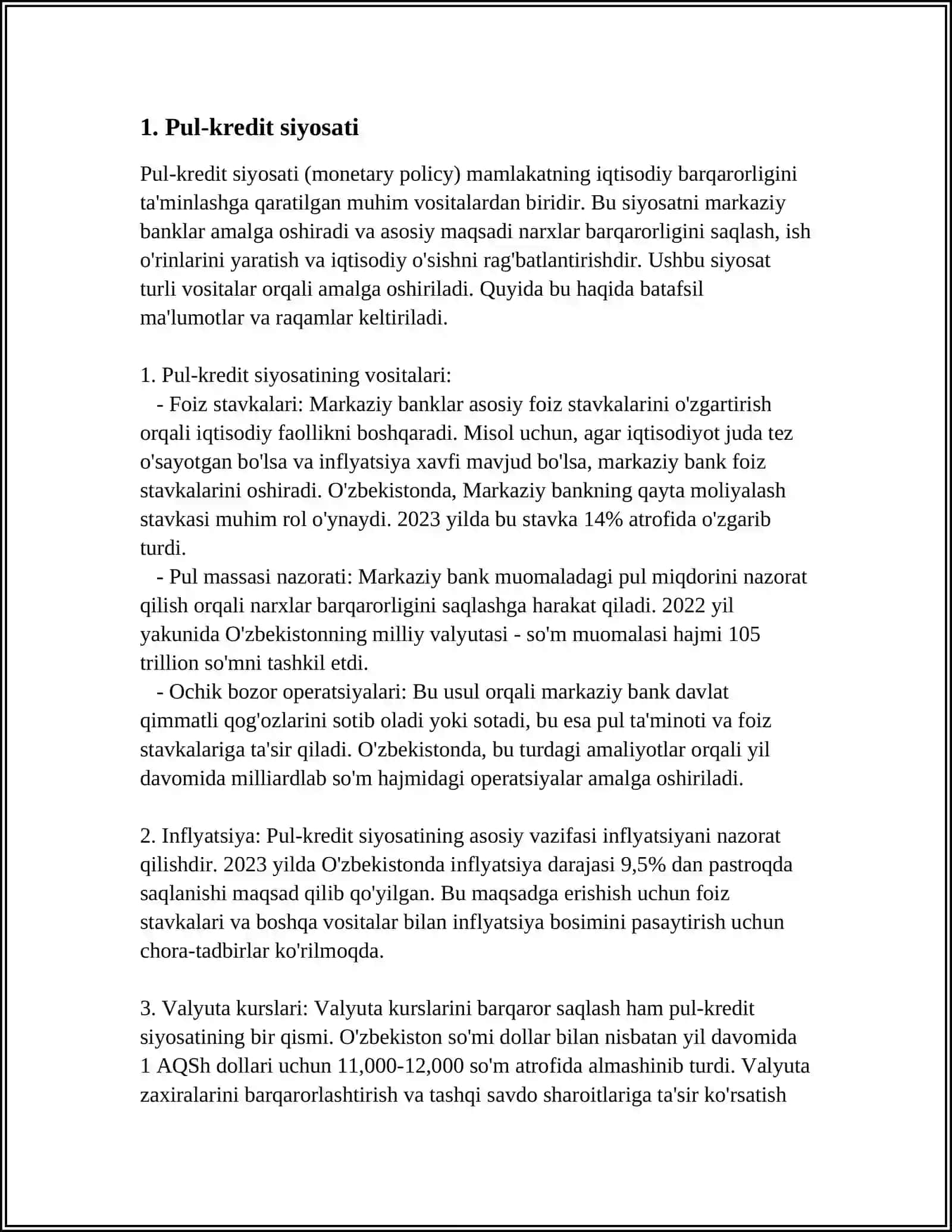 MOLIYAVIY SIYOSAT, UNING IQTISODIYOTNI MODERNIZATSIYALASH SHAROITIDA ASOSIY YO’NALISHLARI 4
