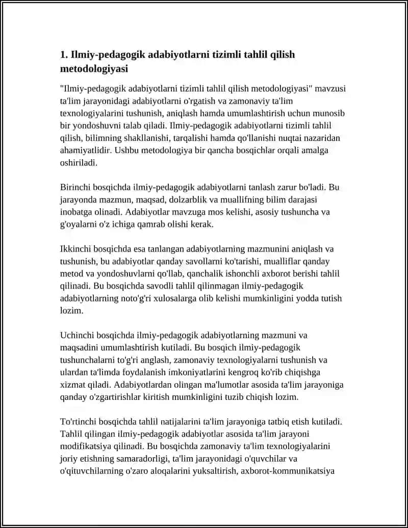 ILMIY- PEDAGOGIK ADABIYOTLARNI O’RGANISH 4
