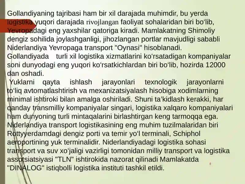 RIVOJLANGAN MAMLAKATLARDA LOGISTIKA KOMPANIYASI 4