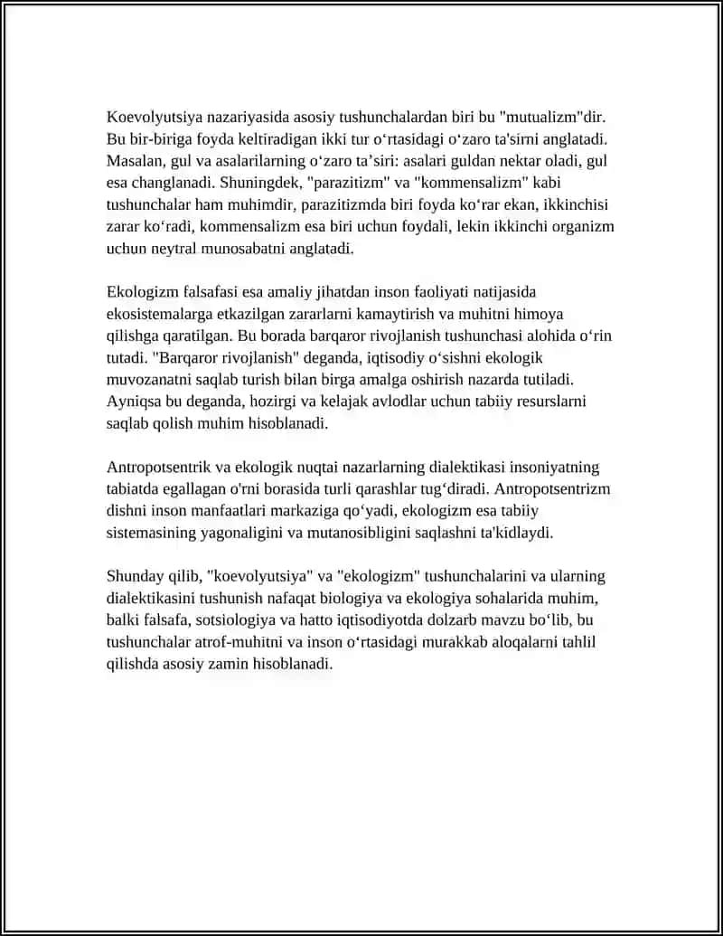 "KOEVOLYUTSIYA VA ENVIRONMENTMENTALIZM DIALEKTIKASI" 4