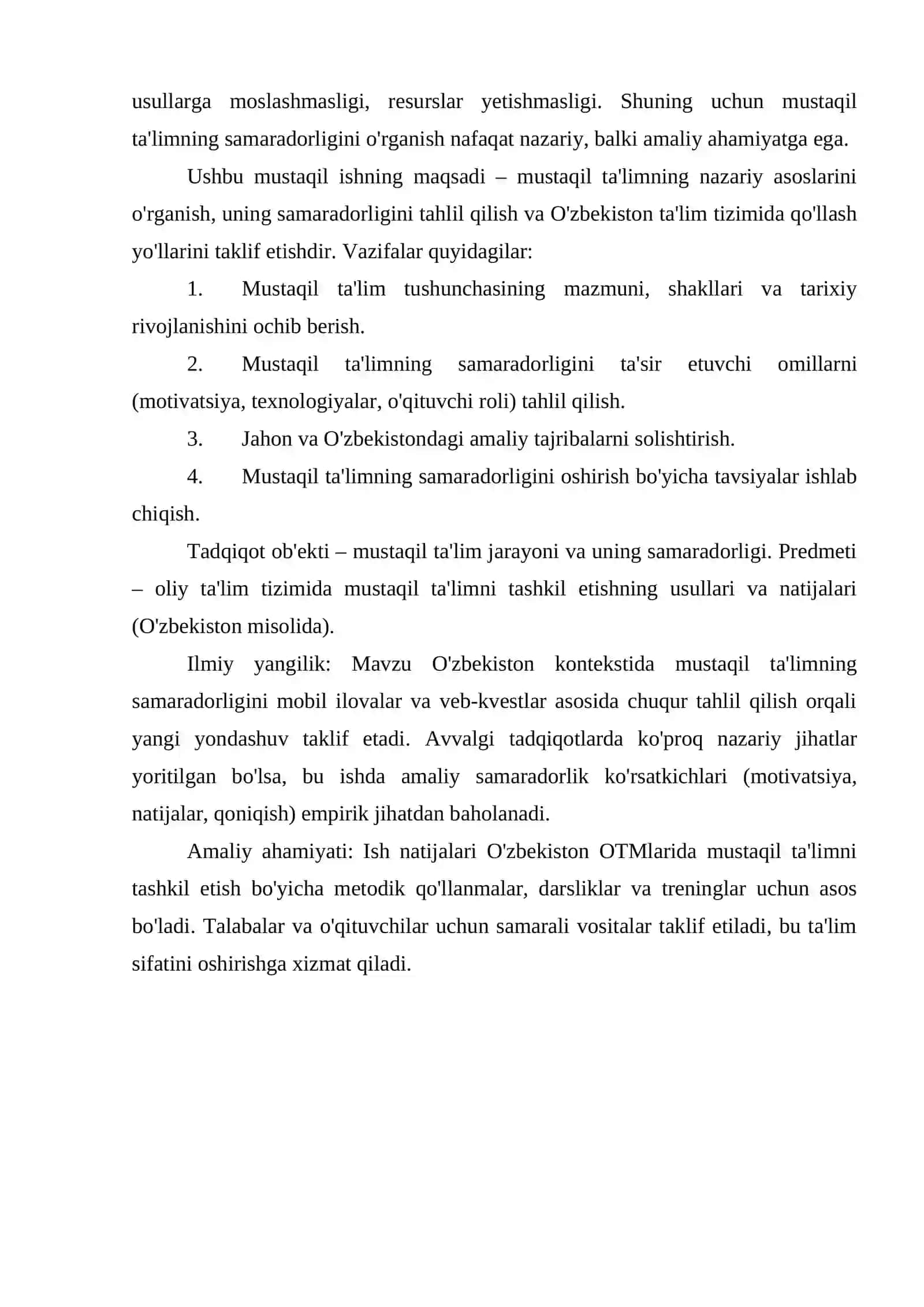 Mustaqil ta'lim va uning samaradorligi 4