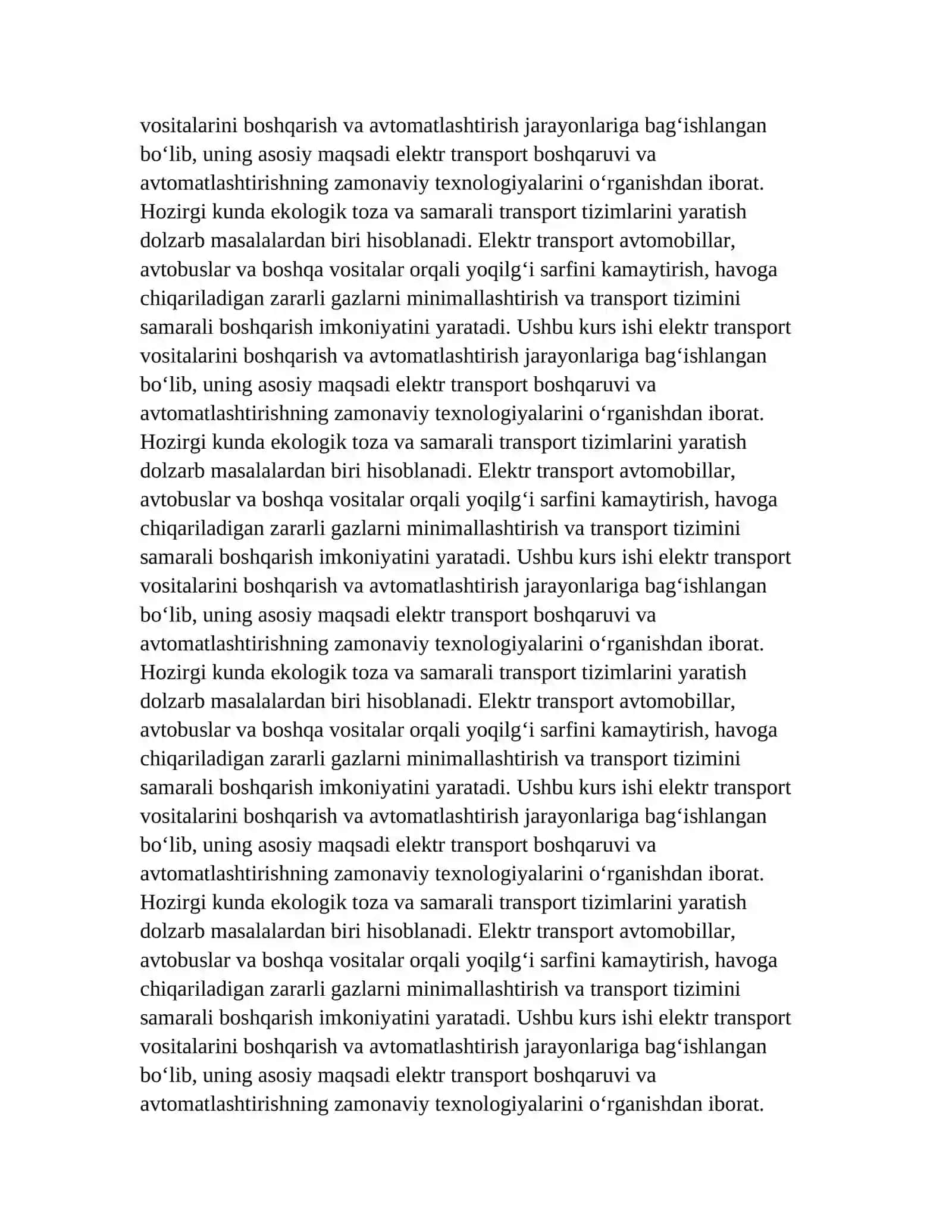 ELEKTR TRANSPORTNI BOSHQARISH VA AVTOMATLASHTIRISH 4