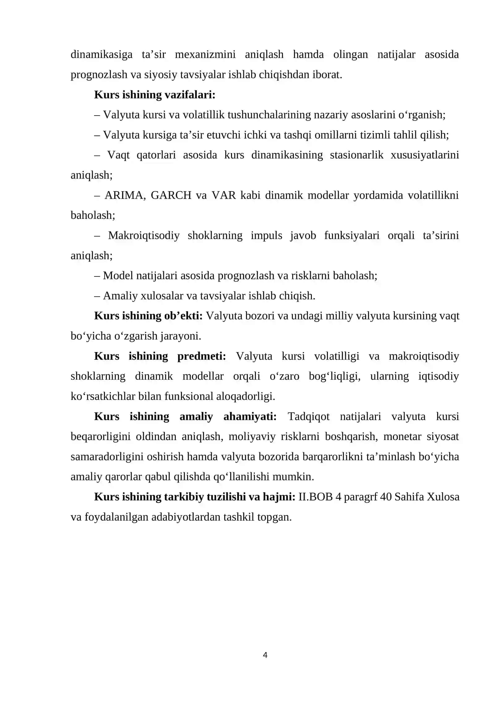 DINAMIK MODELLARIDA VALYUTA KURSI VOLATLLIGI VA SHOKLAR 4