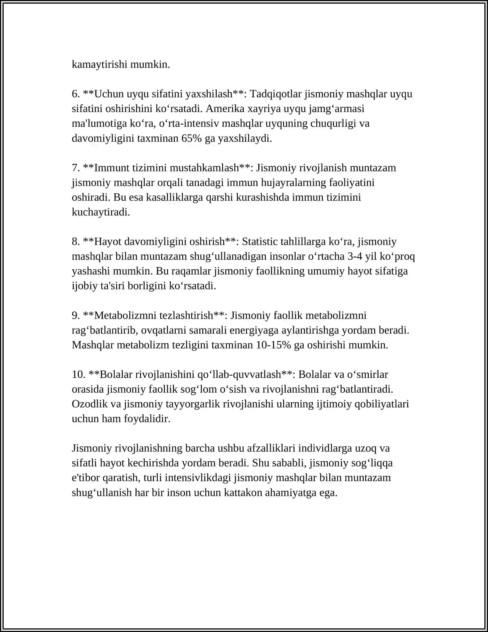 Jismoniy Rivojlanishning Ahamiyati 4