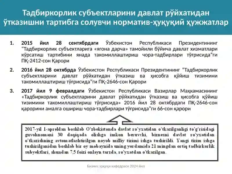 Тадбиркорлик субъектларини ташкил этиш тартиби ва усуллари 4