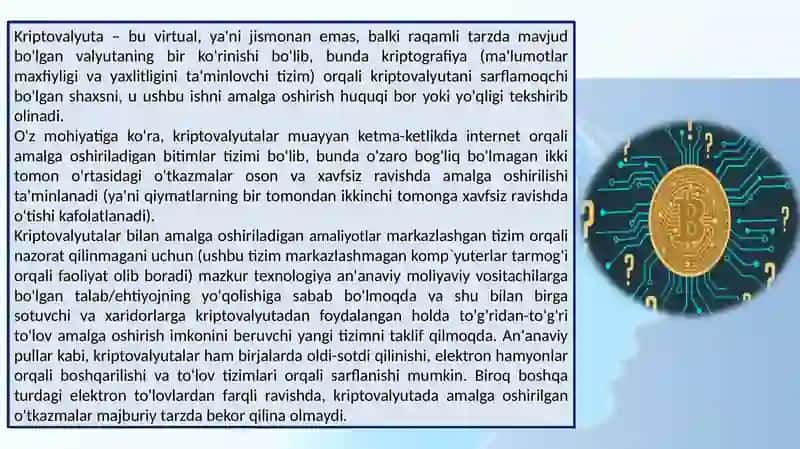 KRIPTOVALYUTALAR BLOKCHEYN TIZIMLARI 4