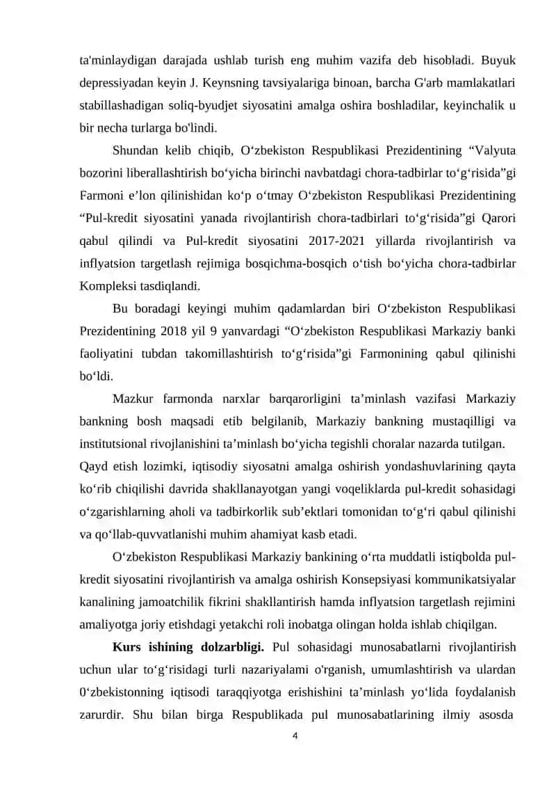PUL BOZORIDA UZOQ MUDDATLI MUVOZANAT. M.FRIDMENNING MONETAR QOIDASI 4