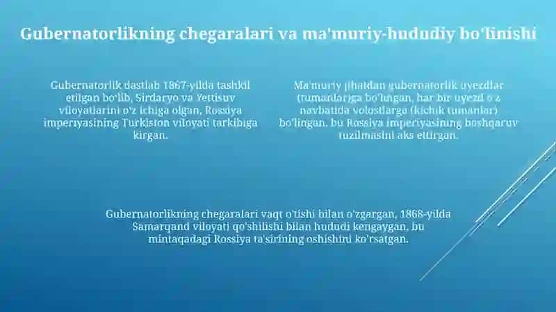 Gubernatorlikning Tashkil Etish va Chegaralari (1867-yil) 4