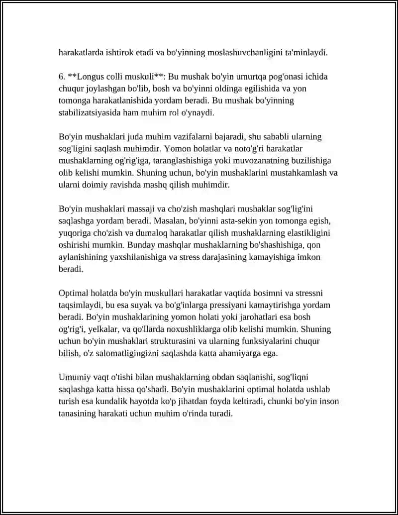 Bo'yin Mushaklari Referat 4