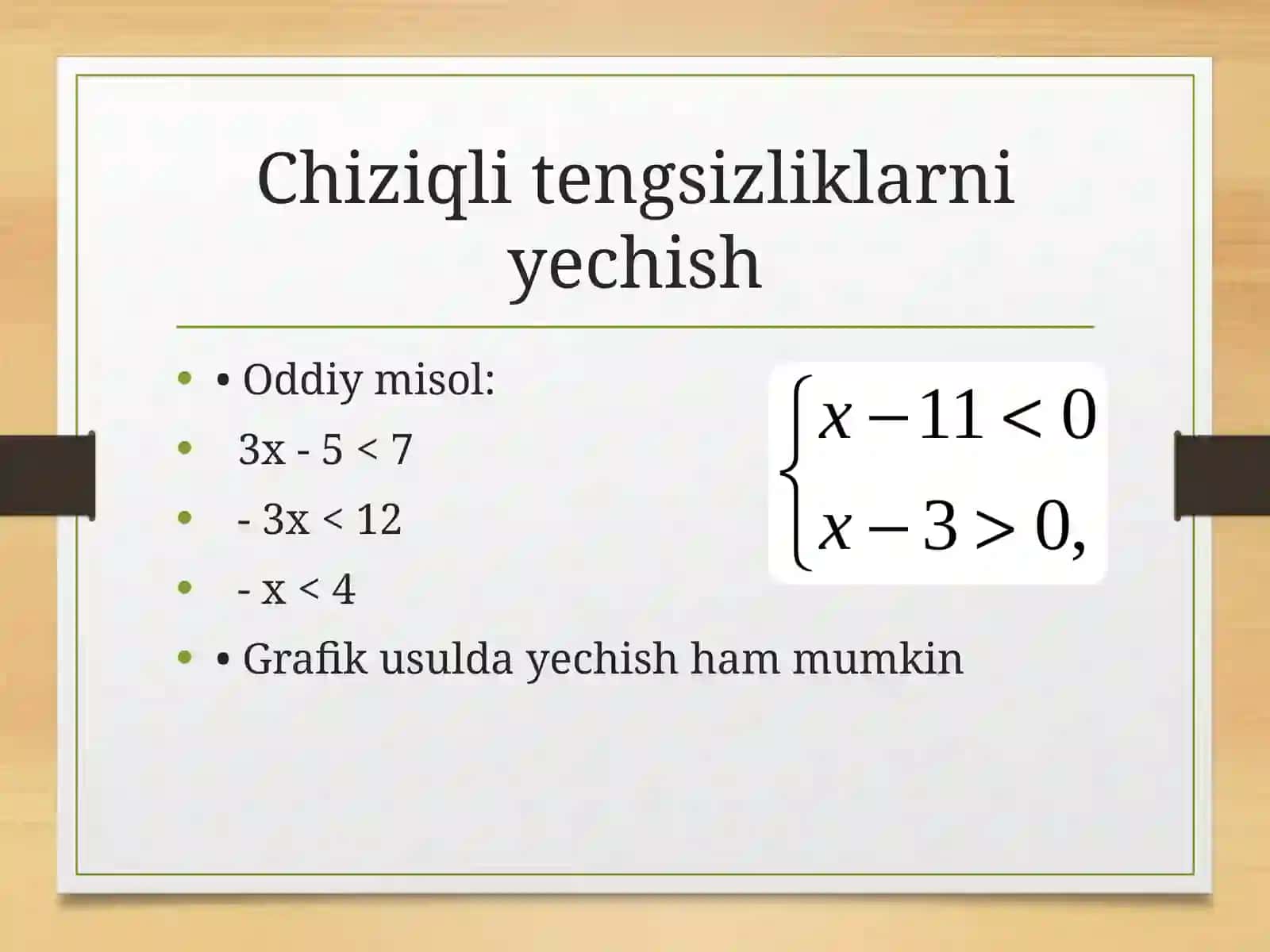 Tengsizliklarni yechish metodikasi 4