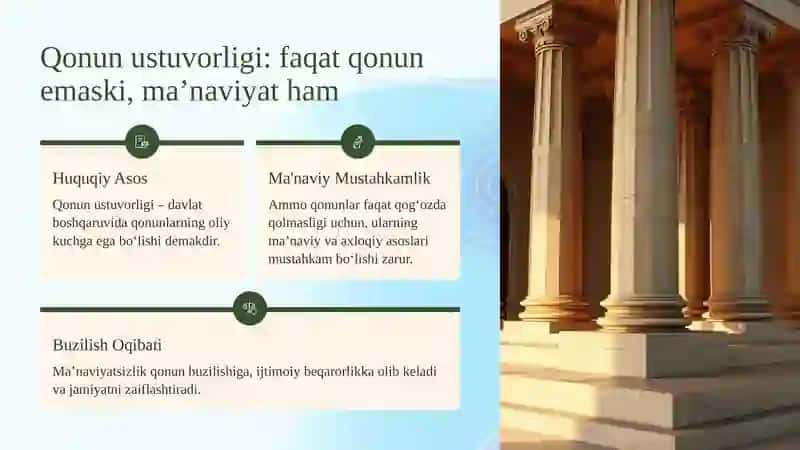 Qonun ustuvorligi tamoyilining  manaviy mazmuni 4