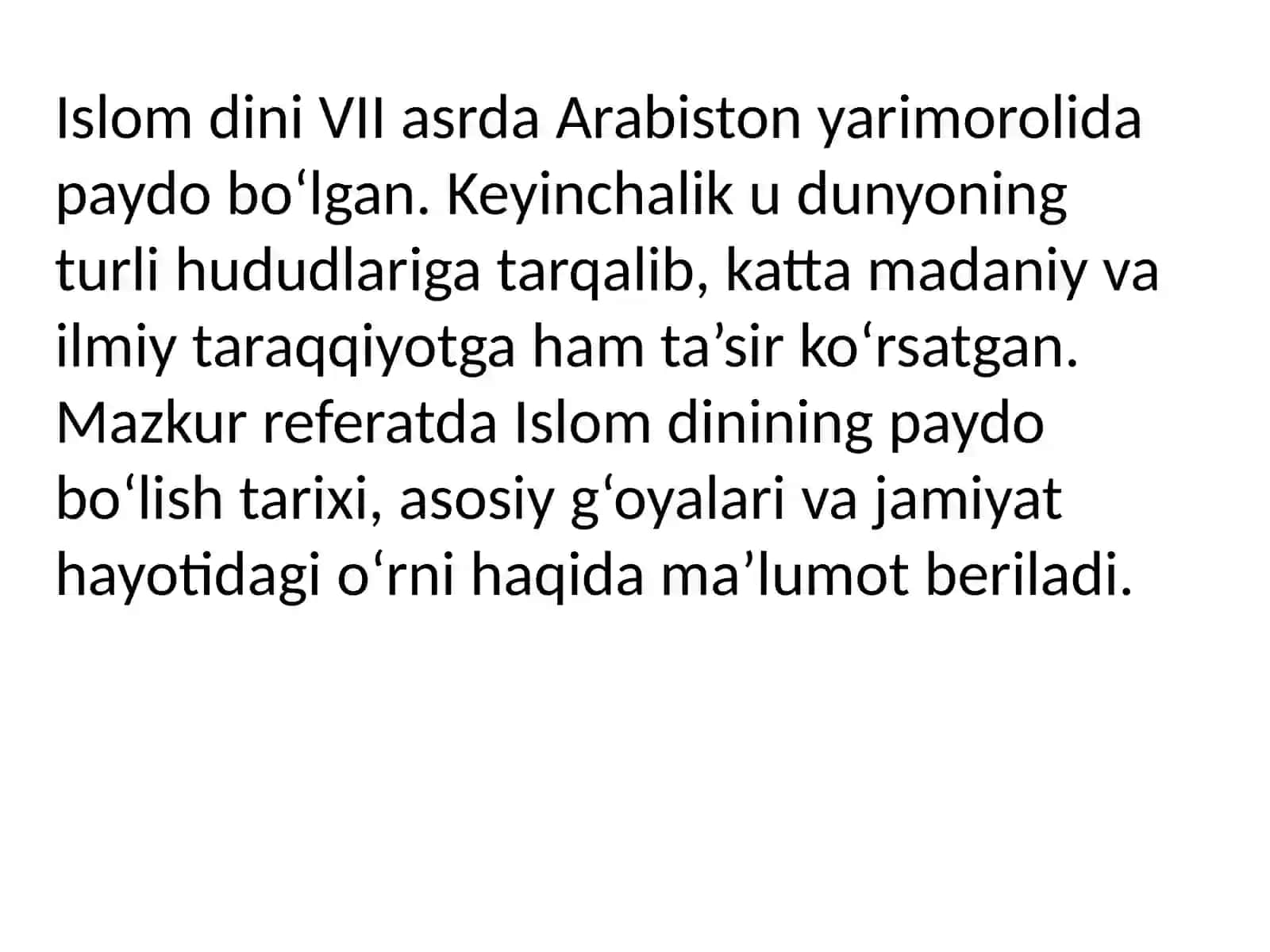 ISLOM DININING TARIXI VA MOHIYATI Mavzusida Referat 4