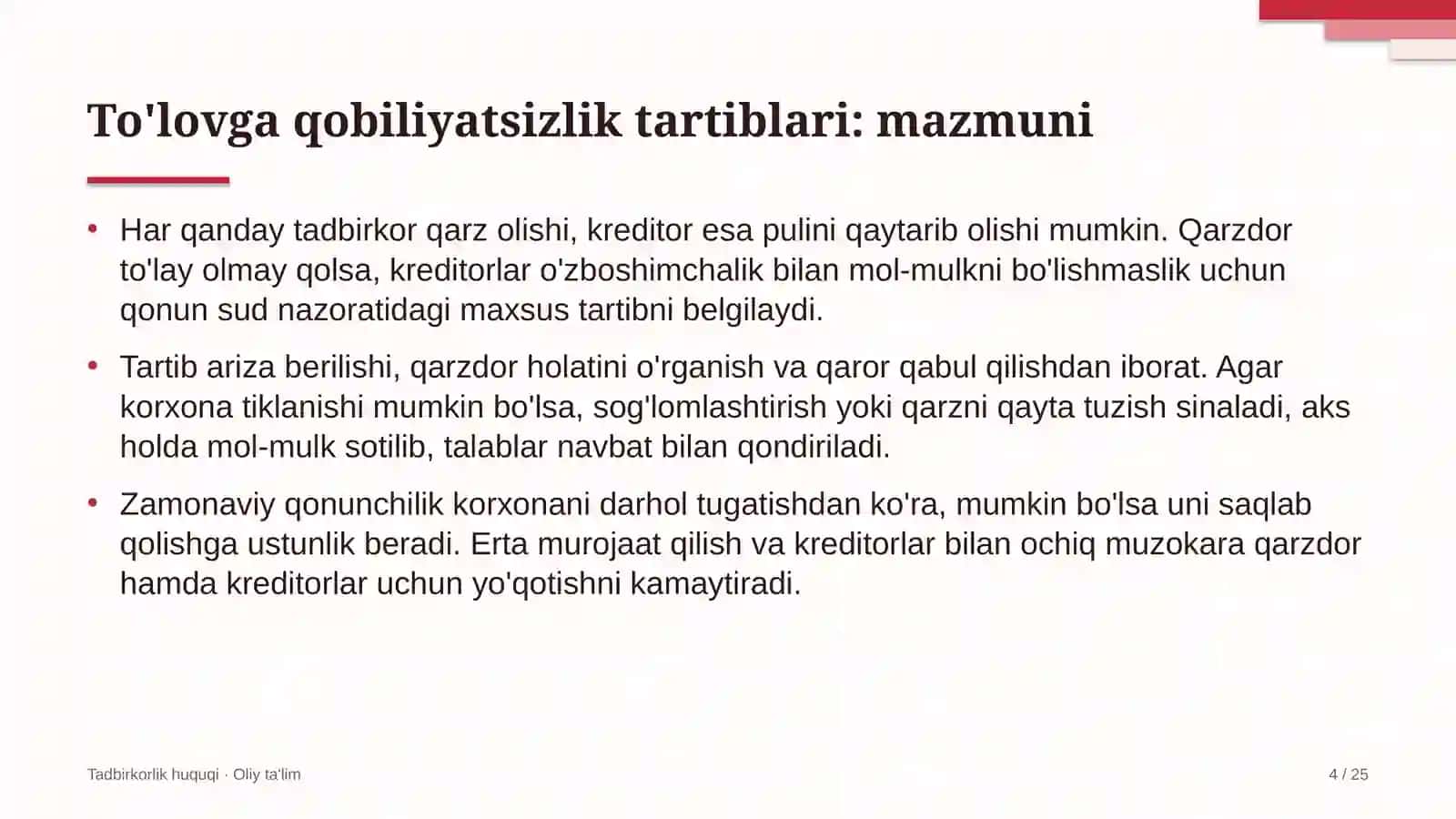 turizmda to'lovga qobiliyatsizlik tartib taomillari 8387 4