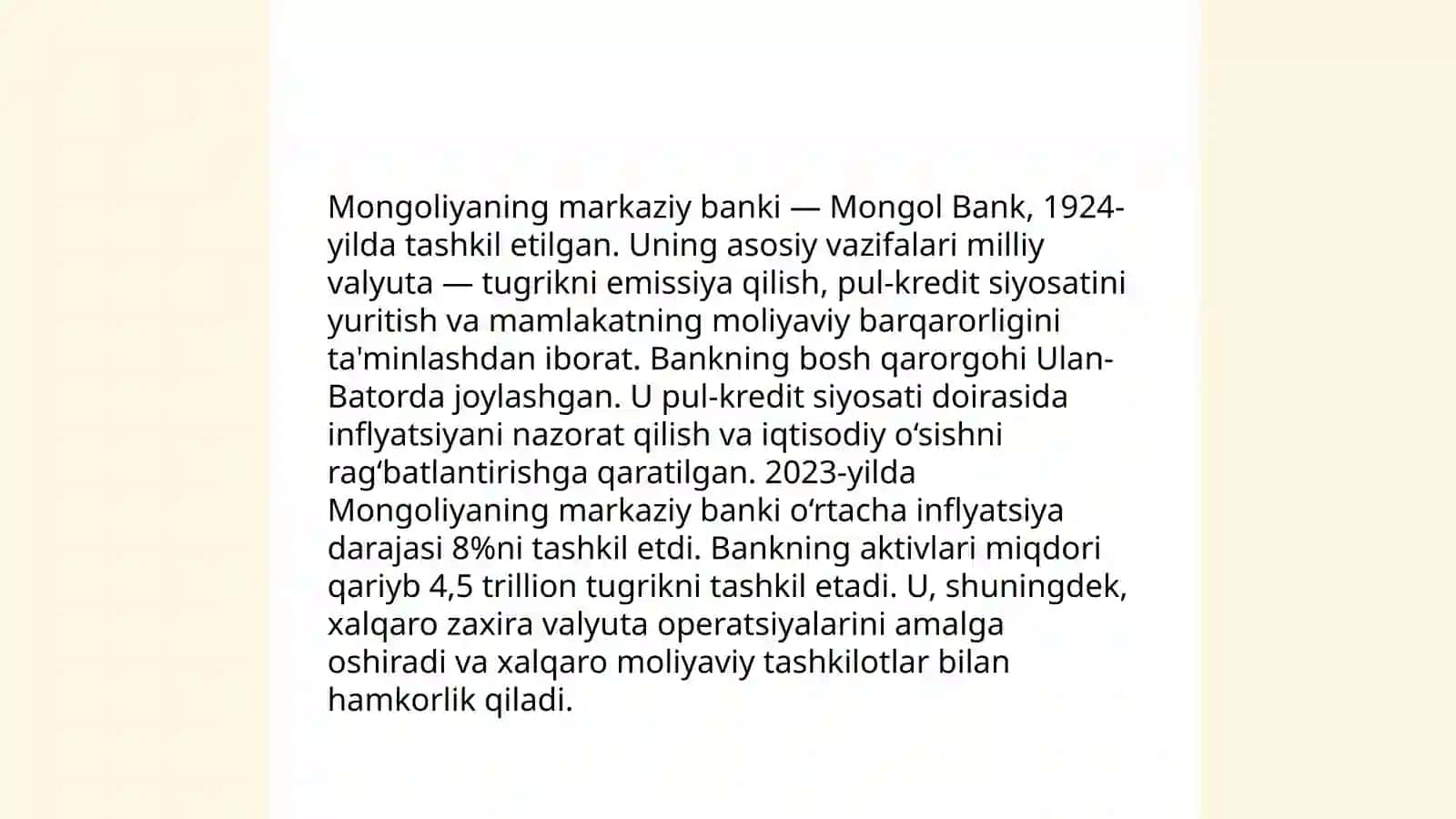 O‘zbekiston va Mongoliya bank tizimi 4