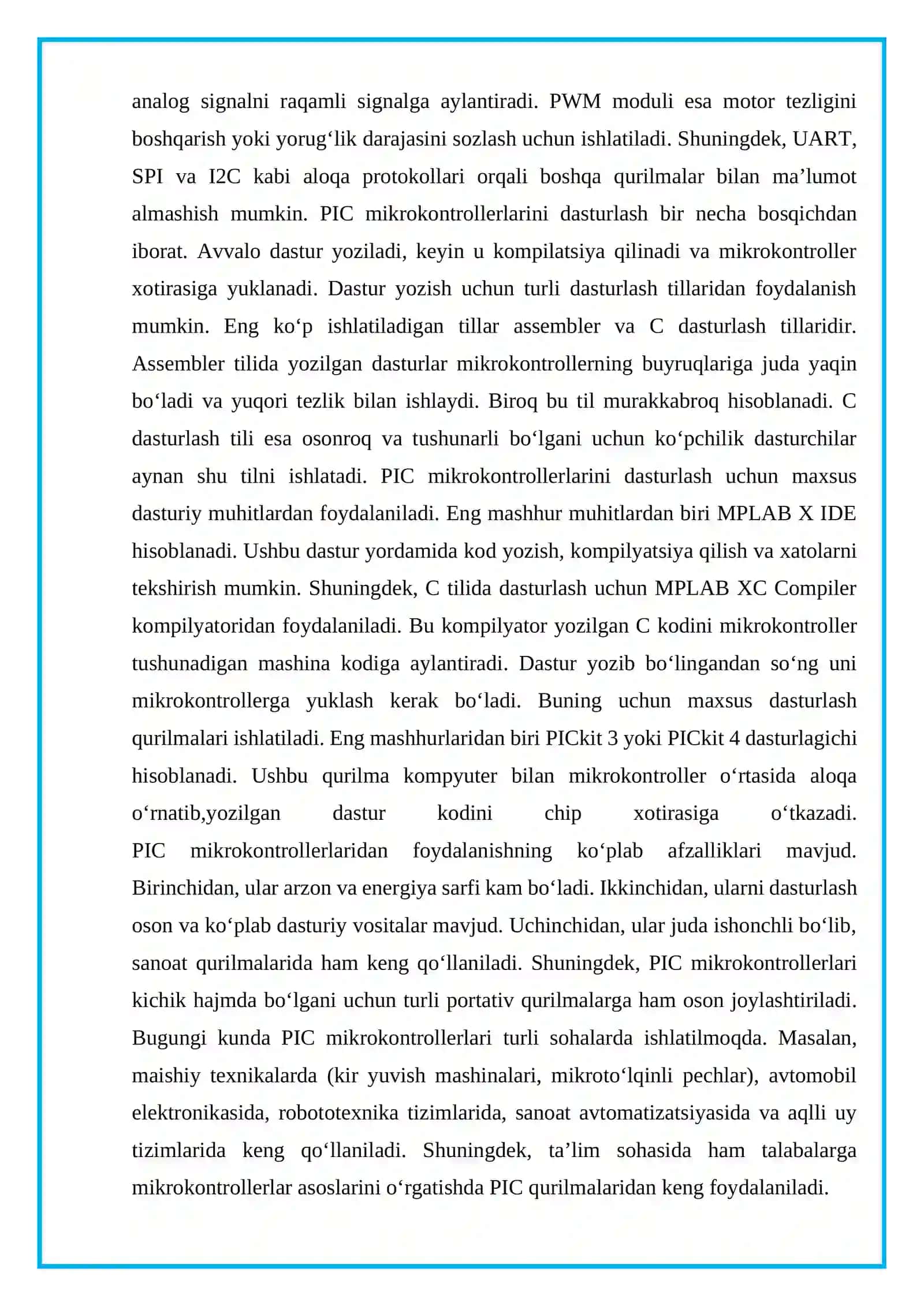 PIC mikrokontrolleri va ularda dasturlash 4
