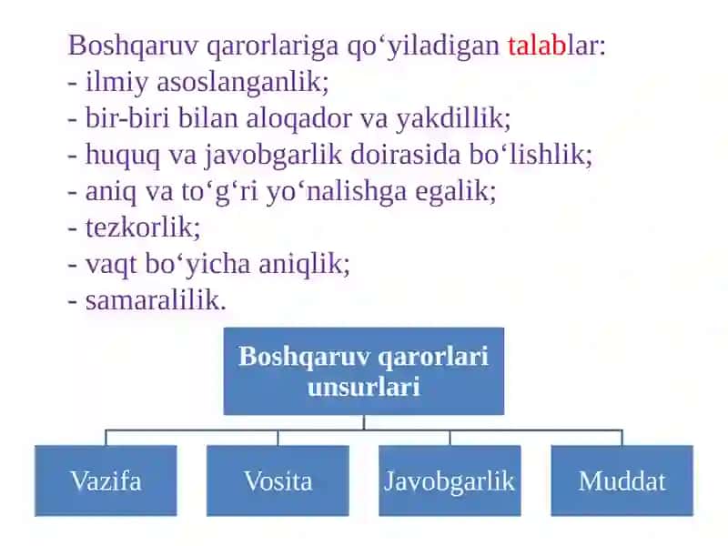 BOSHQARUV QARORLARINI QABUL QILISH 4