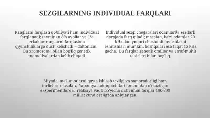 Sensor jarayonlar psixofiziologiyasi 4