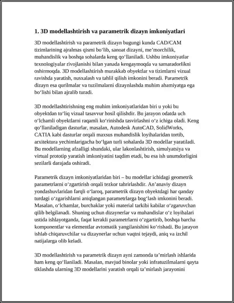 CAD/CAM TIZIMINI IMKONIYATLARI 4