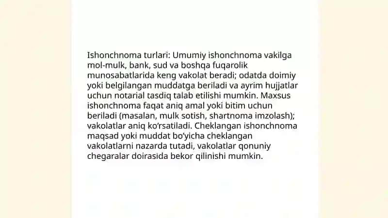 Ishonchnoma va Vakillik 4