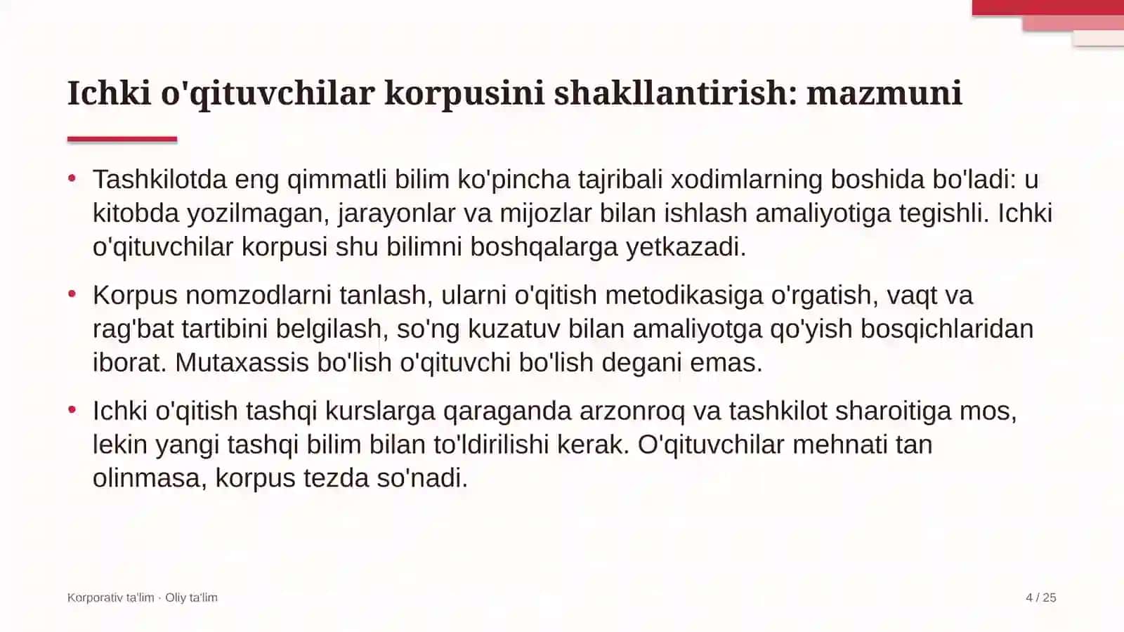 taksi xizmatida ichki o'qituvchilar korpusini shakllantirish 7544 4