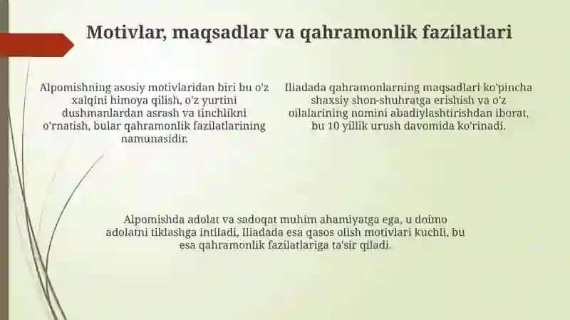 Alpomish va Elyada dostoni qiyosi 4