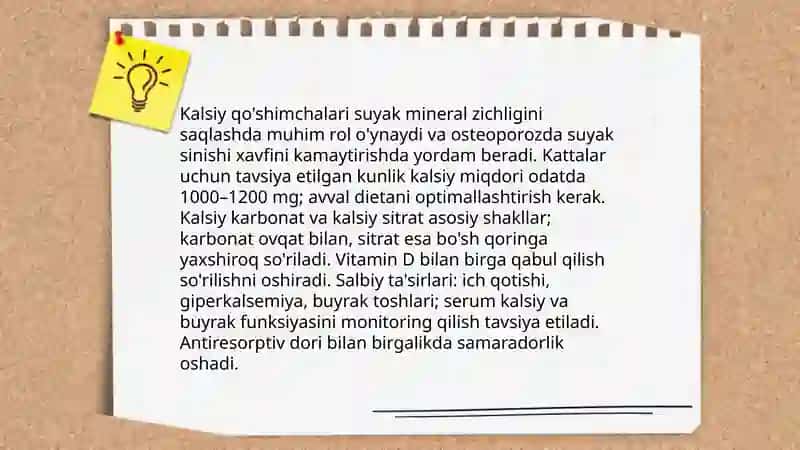 Vitaminlar. Osteoporozni davolash vositalari 4