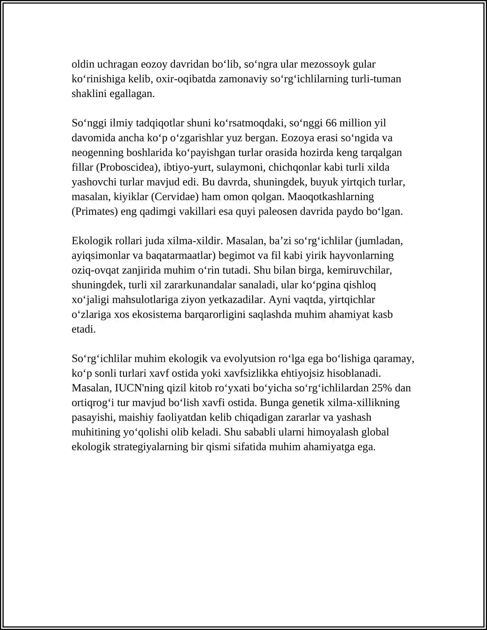 TIBBIY BIOLOGIYADAN: SO‘RG‘ICHLILAR 4