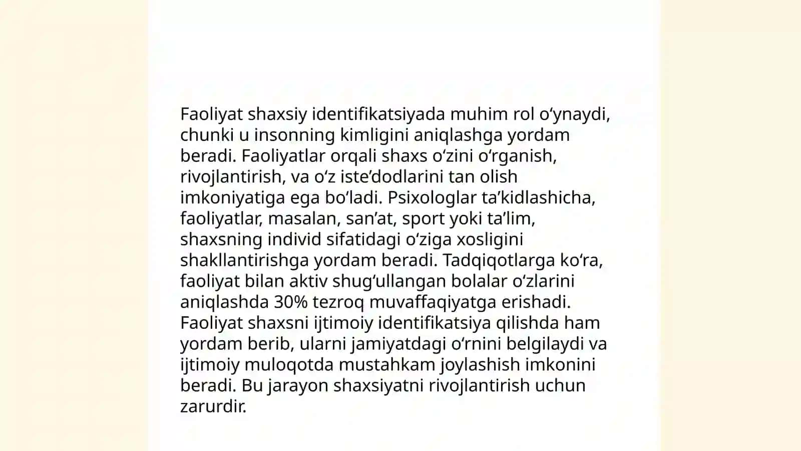 Faoliyatning shaxs talqinidagi roʻli 4