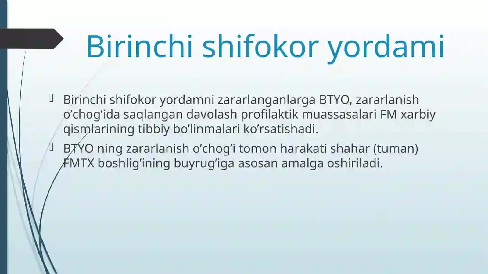 SHIKASTLANISHO’CHOQLARIDA DASTLABKI SHIFOKOR YORDAMINI TASHKIL QILISH 4