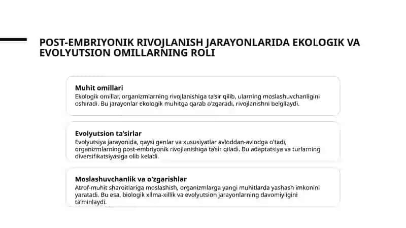 Postembrional embrional rivojlanish qonuniyatlari 4