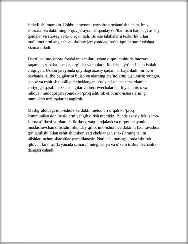 MASHGʻULOTLARDA DAKTIL VA IMO ISHORADAN FOYDALANISH 4