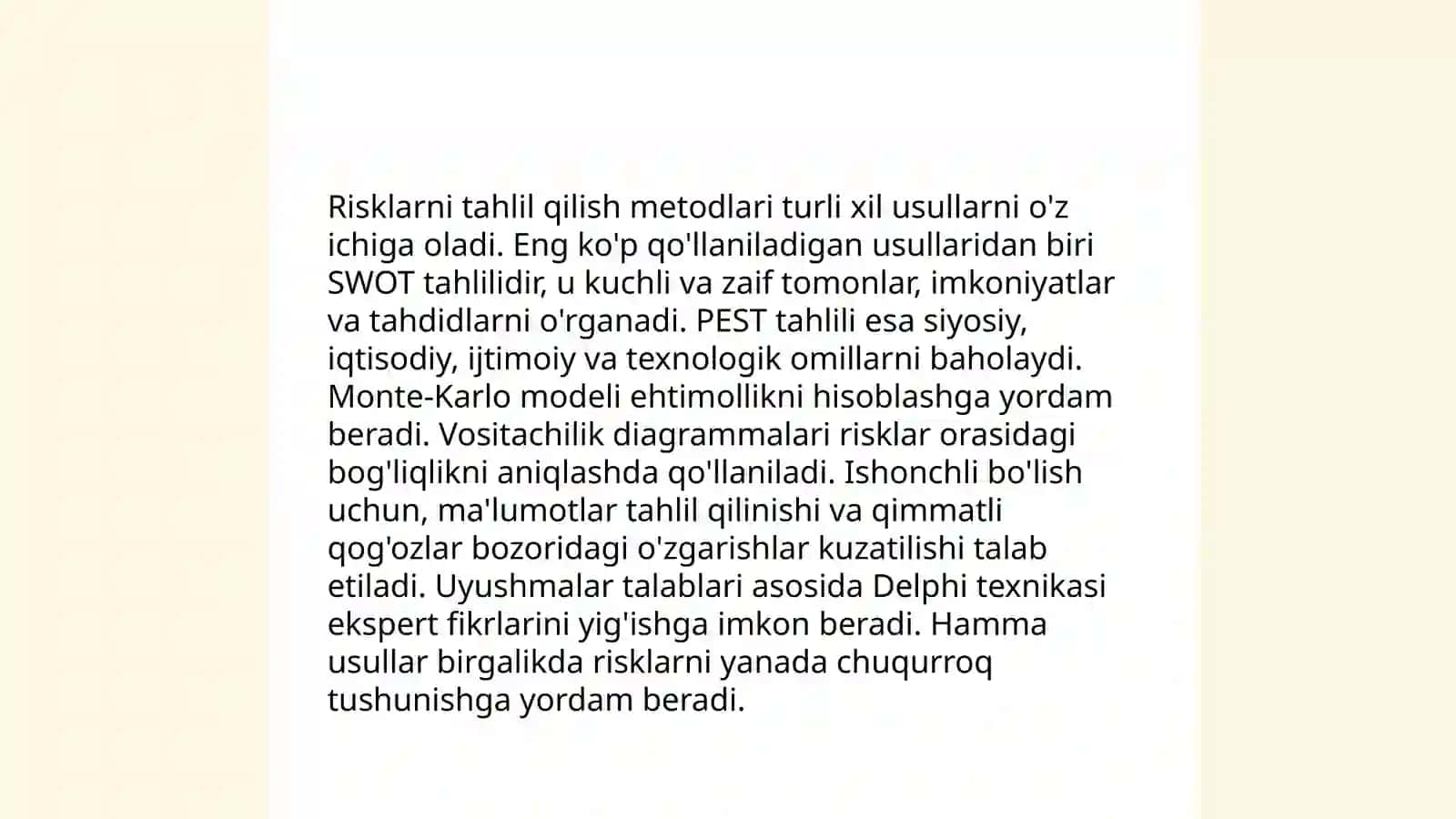 Risk va noaniqlik sharoitida qaror qabul qilish 4