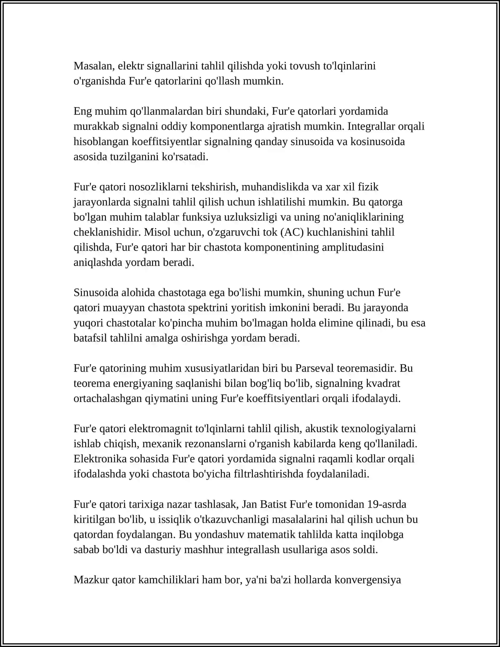 Fur'e qatori referat 4